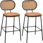 Costway - tabourets de bar lot de 2, chaise haute bar en cuir pu 75 cm de haut, tabouret cuisine avec ...