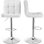 Costway - tabouret de bar, chaise bar pivotante, hauteur r�glable 65 - 85 cm, chaise bar cuisine en cuir ...