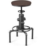 Costway - tabouret bar industriel, chaise de bar en mtal, sige pivotante en pin, hauteur rglable 60 ...