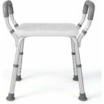 Costway tabouret de douche, si�ge de douche hauteur r�glable 36 - 49 cm, accoudoirs ergonomique amovibles, ...