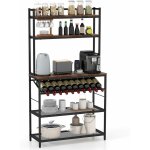 Tag�re de cuisine � 6 niveaux, support pour micro - ondes autoportant, porte - bouteille de vin inclin�, ...