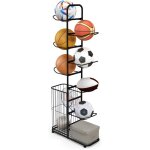 Costway - tag�re de rangement pour balles � 7 niveaux, support de basket - ball en m�tal avec 7 tiges ...