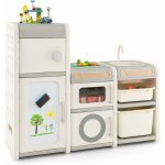 Costway - tagre de rangement jouet en forme cuisine avec tableau blanc & vier amovible, meuble de rangement ...