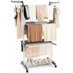 Costway - tendoir linge 3 niveaux, sechoir � linge pliable � roulettes en m�tal, tancarville linge solide ...