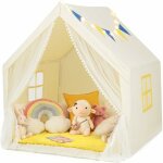 Costway - tente de jeu enfants avec lumi�res d'�toiles & drapeau, cabane enfants avec tapis en coton ...