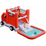 Costway - toboggan aquatique gonflable pour enfants sur le thme voiture de pompiers avec piscine  eclaboussu ...