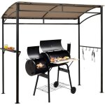 Costway - tonnelle barbecue exterieur de 216 cm cadre en mtal impermable, abri barbecue avec tagre ...