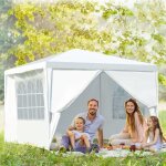 Costway - tonnelle de jardin 3x3m, tente de reception avec 4 bches amovibles et fentres transparentes, ...