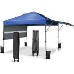 Tonnelle de jardin instantane pliable 3x3m avec double auvents 1, 25x3cm, tente de jardin 2 roulettes ...
