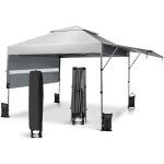 Costway - tonnelle de jardin pliable 3x3m avec double auvents 1, 25x3cm, tente de jardin 2 roulettes ...