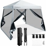 Tonnelle pliante 3 m x 3 m imperméable protection uv / tente réglable en hauteur avec parois en maille ... Tonnelle pliante 3 m x 3 m imperméable protection uv / tente réglable en hauteur avec parois en maille ...