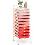 Costway tour de rangement, desserte � roulettes avec 10 tiroirs, chariot de rangement stable solide, ...
