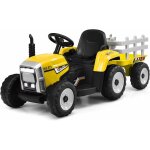 Costway tracteur electrique enfants 12 v avec remorque tlcommande 2, 4g - 3 vitesses avec eclairage ...