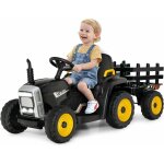 Costway - tracteur avec remorque electrique pour enfants 12 v avec tlcommande 2, 4g - 3 vitesses avec ...