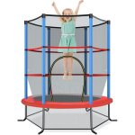 Costway - trampoline ext�rieur enfants �165 cm avec filet de s�curit�, trampoline enfants avec cadre ...