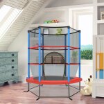 Costway ? trampoline pour enfants �165 cm ? filet de s�curit� 360� ? charge max 135 kg ? structure acier ...