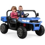 Costway - voiture lectrique 2 places enfant 12v avec tlcommande 2, 4 g, camion  benne basculante ...