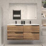 Cosyneo - meuble de salle de bain 120cm double vasque - 4 tiroirs - tabaco (bois fonc�) - luna