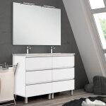 Makita - meuble de salle de bain 140cm double vasque - 6 tiroirs - palma - blanc
