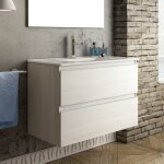 Cosyneo - meuble de salle de bain 70cm simple vasque - 2 tiroirs - sans miroir - hibernian (bois blanchi) ... Cosyneo - meuble de salle de bain 70cm simple vasque - 2 tiroirs - sans miroir - hibernian (bois blanchi) ...