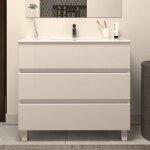 Cosyneo - meuble de salle de bain 80cm simple vasque - sans miroir - 3 tiroirs - blanc - mayor