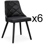 Lot de 6 chaises scandinaves lalix bois noir et simili noir