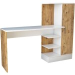 Cotecosy - bureau en pin atlantique et blanc, 152, 3x120x40 cm, pour bureau � domicile ou atelier cr�atif ...