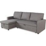 Cotecosy ? canap� d'angle convertible 5 places ? tissu gris clair ? espace de rangement sous la m�ridienne ...