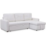 Canap� d'angle convertible toledo tissu bouclette cr�me