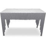 Console design galantine marbre blanc pieds argent