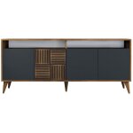 Cotecosy - console en noyer et anthracite, design moderne avec pieds en plastique, 180x78, 6x35 cm, pour ...