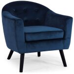 Cotecosy - fauteuil scandinave savoy velours bleu