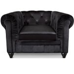 Grand fauteuil chesterfield velours noir Grand fauteuil chesterfield velours noir