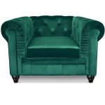 Cotecosy - grand fauteuil chesterfield velours vert
