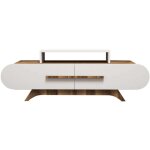 Cotecosy - meuble tv en agglom�r� blanc et noyer rose