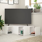 Cotecosy - meuble tv blanc compact avec �tag�res, 90x32x92 cm, pour petit salon ou chambre d'�tudiant ...