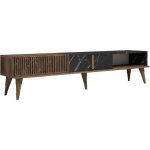 Cotecosy - meuble tv en noyer et noir, spacieux avec �tag�res, 180x40x35 cm, pour grand salon ou salle ...