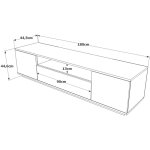 Cotecosy - meuble tv en pin atlantique et anthracite, spacieux avec rangements, 180x44, 6x44, 5 cm, pour ...