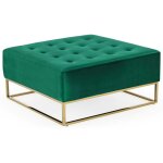 Pouf carr� hudson velours vert