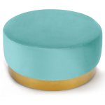 Cotecosy - pouf rond daisy velours menthe pied or