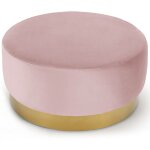 Cotecosy - pouf rond daisy velours rose pied or