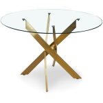 Cotecosy - table ronde en verre corix pieds or