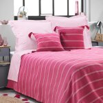 Douceur d'intrieur - couvre lit 1 personne 180 x 220 cm coton jacquard jakady rose