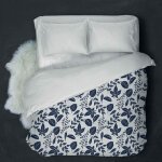 Couette imprime double face 220x240 cm feuilles bleues