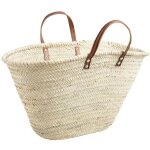 Aubry gaspard - couffin palmier naturel poignee cuir 65l Aubry gaspard - couffin palmier naturel poignee cuir 65l