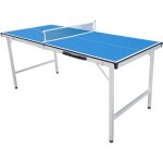 Table de ping pong mini 1500 portable bleu ping pong de table cadre robuste aluminium, protections angles ...