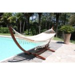 Toile hamac ecru avec barre d'ecartement 100% coton