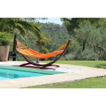 Couleurs du monde - toile hamac orange mangue 100% coton avec barre d'ecartement Couleurs du monde - toile hamac orange mangue 100% coton avec barre d'ecartement