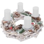 Couronne de l'avent ronde décoration de table noël en bois ø 35cm blanc - gris avec bougies blanc 040002565 ... Couronne de l'avent ronde décoration de table noël en bois ø 35cm blanc - gris avec bougies blanc 040002565 ...