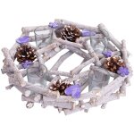 Couronne de l'avent ronde avec photophores dcoration de nol bois  30cm violet - gris 040002561